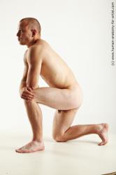 Nude Man White Muscular Bald Realistic